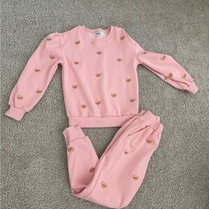 Lola + The Boys Pink Heart embroidered set